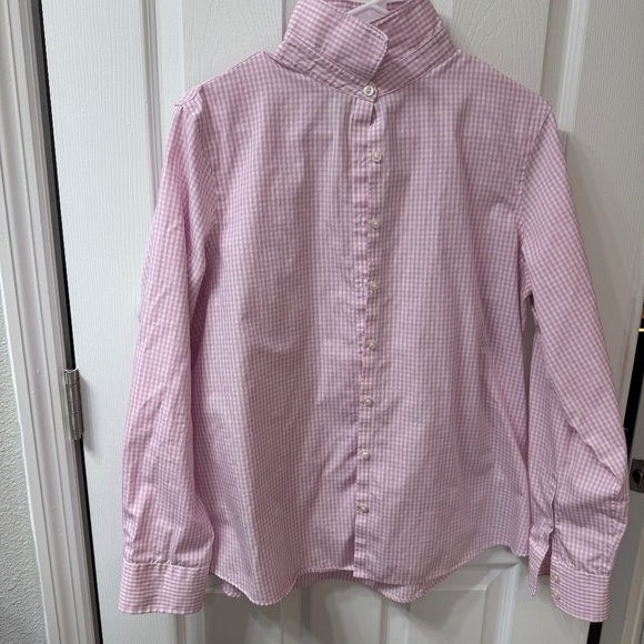 Lands’ End Pink Gingham Button-Down Shirt – Size 14 - Picture 1 of 3